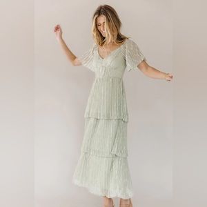 Bohme Hallie Midi Dress in Sage Sz M NWT